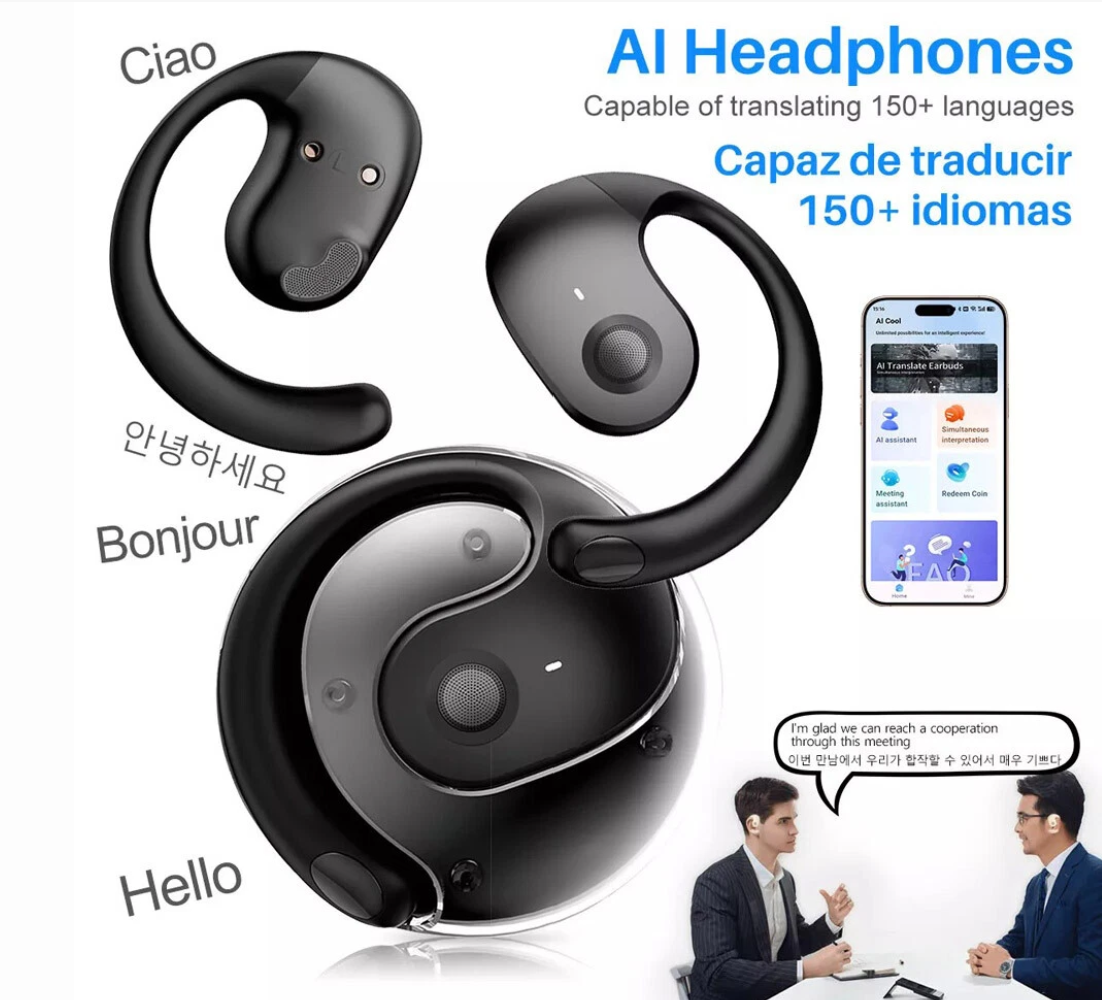 Translator Earbuds 150 Languages Real Time Translation Bluetooth 5.4 Headset US