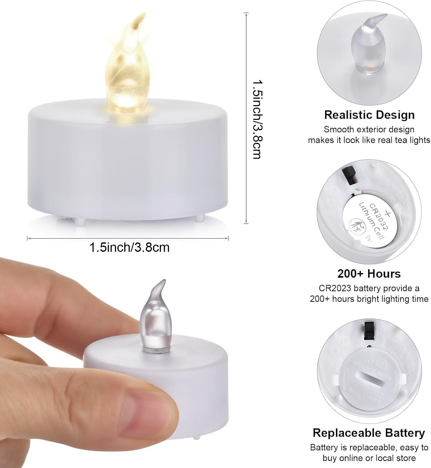 Battery Operated LED Tea Lights Flameless Electric Candles 24PACK | Realistic and Bright Holiday Gift Long Lasting 200Hours for Halloween Christmas Festival Celebration Table Decoration