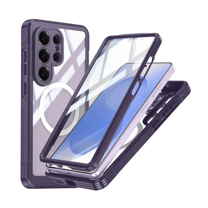 Phone Case for Samsung Galaxy S26 Ultra S25 S24 S23 S22 with Built in Screen Protector Cover and Cell Accessories Magnetic Rugged Silicone Hybrid Slim Transparent Anti-Drop Protective Cover Shockproof Bumper Women Men
