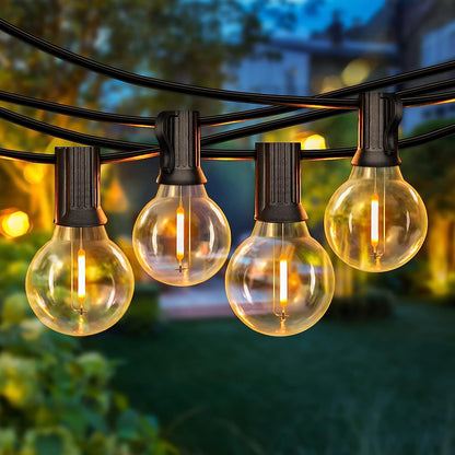 50FT LED G40 Globe String Lights with 50+2 Dimmable Edison Bulbs | Shatterproof Outdoor Patio String Lights, Backyard Hanging Bistro Light Waterproof for Balcony Party Wedding Market Cafe