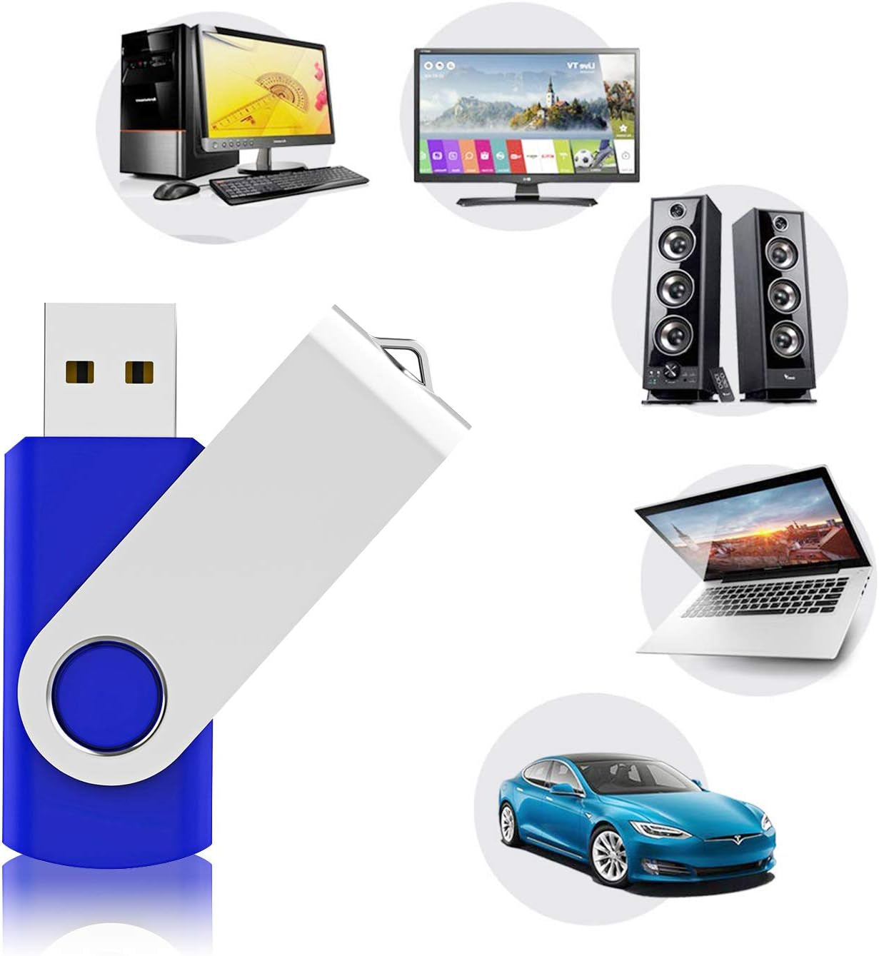 10 Pack 64GB USB 2.0 Flash Drive Thumb Drive, Blue