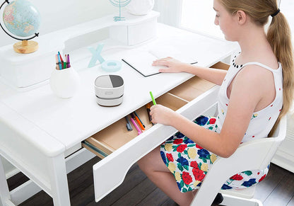 Mini Desktop Vacuum Cleaner for Table Dust (White AA Battery) | up to 4 Hours Endurance, 360° Rotatable, Cleans Desk Dust, Eraser Crumbs, Great for Home/School/Office, Ideal Kids Gift