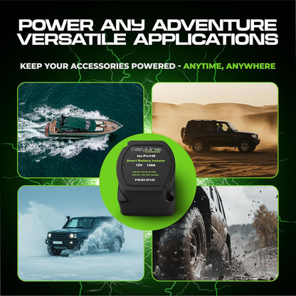 Dual Battery Isolator Kit 12V - 140 Amp Voltage Sensitive Relay (VSR) for Dual Battery Setup