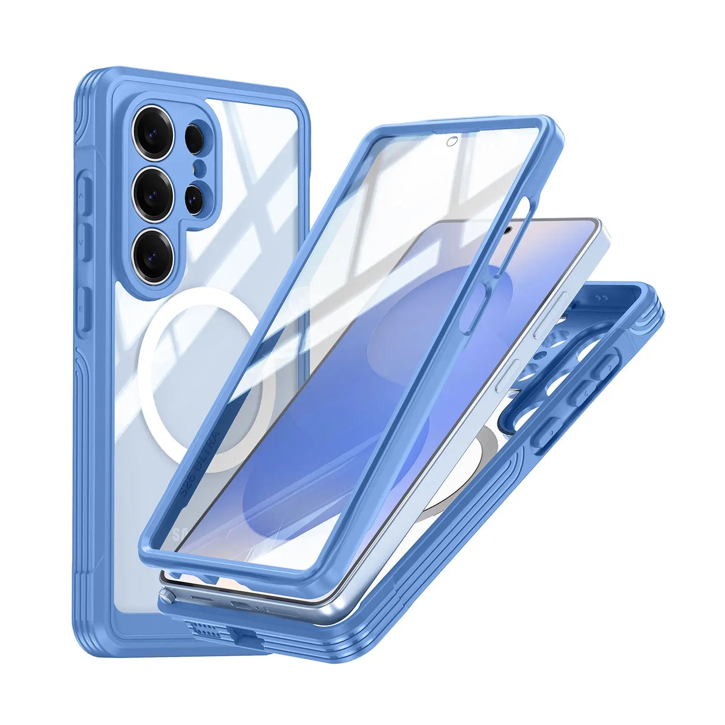 Phone Case for Samsung Galaxy S26 Ultra S25 S24 S23 S22 with Built in Screen Protector Cover and Cell Accessories Magnetic Rugged Silicone Hybrid Slim Transparent Anti-Drop Protective Cover Shockproof Bumper Women Men