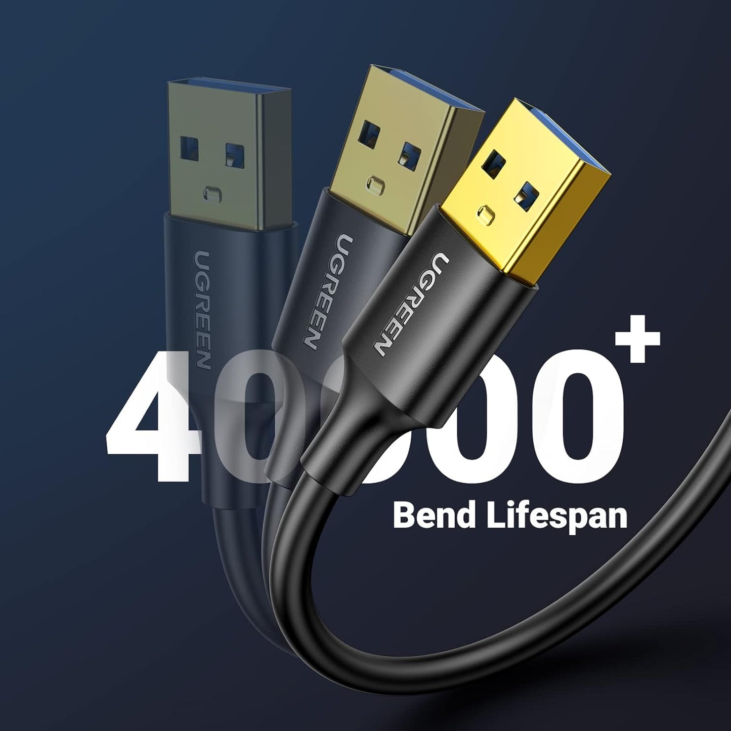 UGREEN USB to USB, 5 Gbps USB 3.0 Cable, Nylon Durable Male to Male Cable, Compatible with Hard Drive, Cooling Fan/Pad, Camera, DVD Player, TV, Flash Light, Hub, Monitor, Speaker, and More 3.3 FT