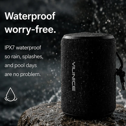 Portable Bluetooth Speaker, IPX7 Waterproof Wireless Speaker, Bluetooth 5.0, TWS Mini Speaker for Home/Party/Outdoor/Travel/Gifts, Black