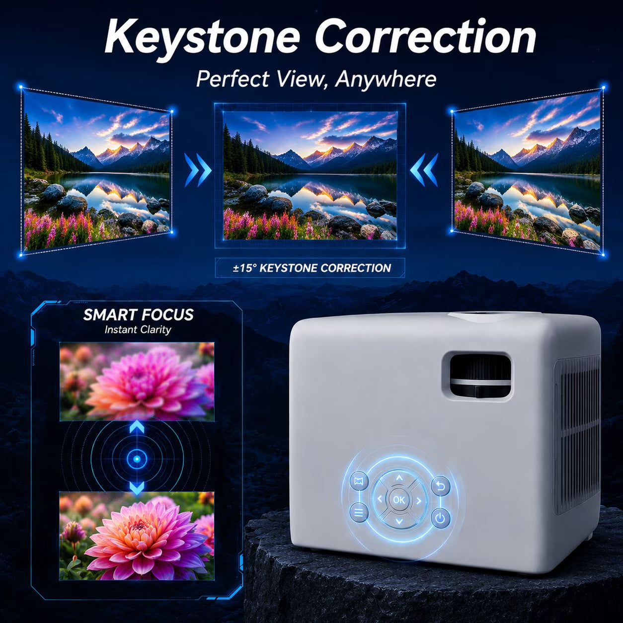 Native 1080P Mini Projector, Support 4K Projector with 5G Wifi and Bluetooth, 300 ANSI Movie Projector Compatible with HDMI/USB/PC/AV, 300" Display Full HD Home Theater, Outdoor & Indoor Use