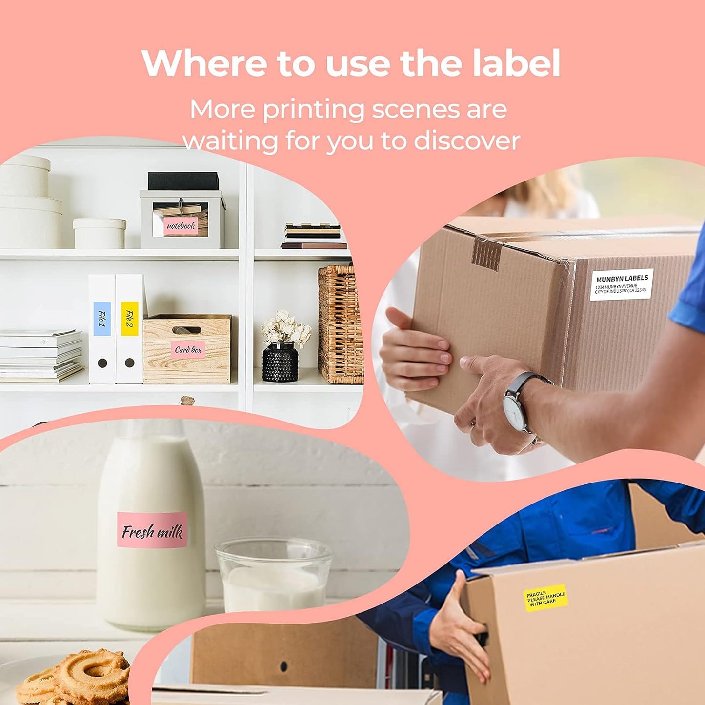 2.25"X1.25" Thermal Sticker Labels, Color Self-Adhesive Barcode Label for Direct Thermal Printer and Business, Rectangle Address Shipping Mailing Sticker, 4000 Sheets-White, Blue, Pink, Yellow