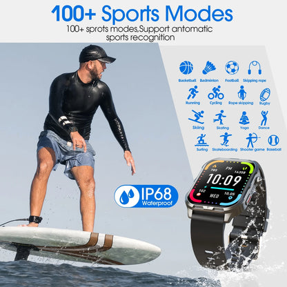 H5 Smart Watch with Bluetooth Call, IP68 Waterproof Fitness Tracker for Women and Men, Black