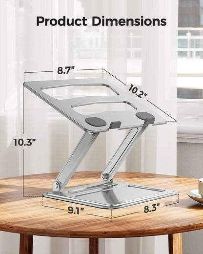 Adjustable Laptop Stand, Portable for 17.3Inch Laptops, Holds up to 17.6Lbs, Ergonomic Posture & Heat Dissipation