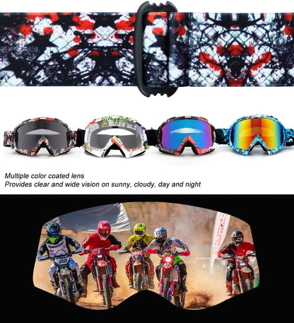 Motocross Dirt Bike Motorcycle Goggles for Youth and Adult | UV400 Windproof Dustproof,Offroad ATV MX General Riding Goggles,With Adjustable Strap