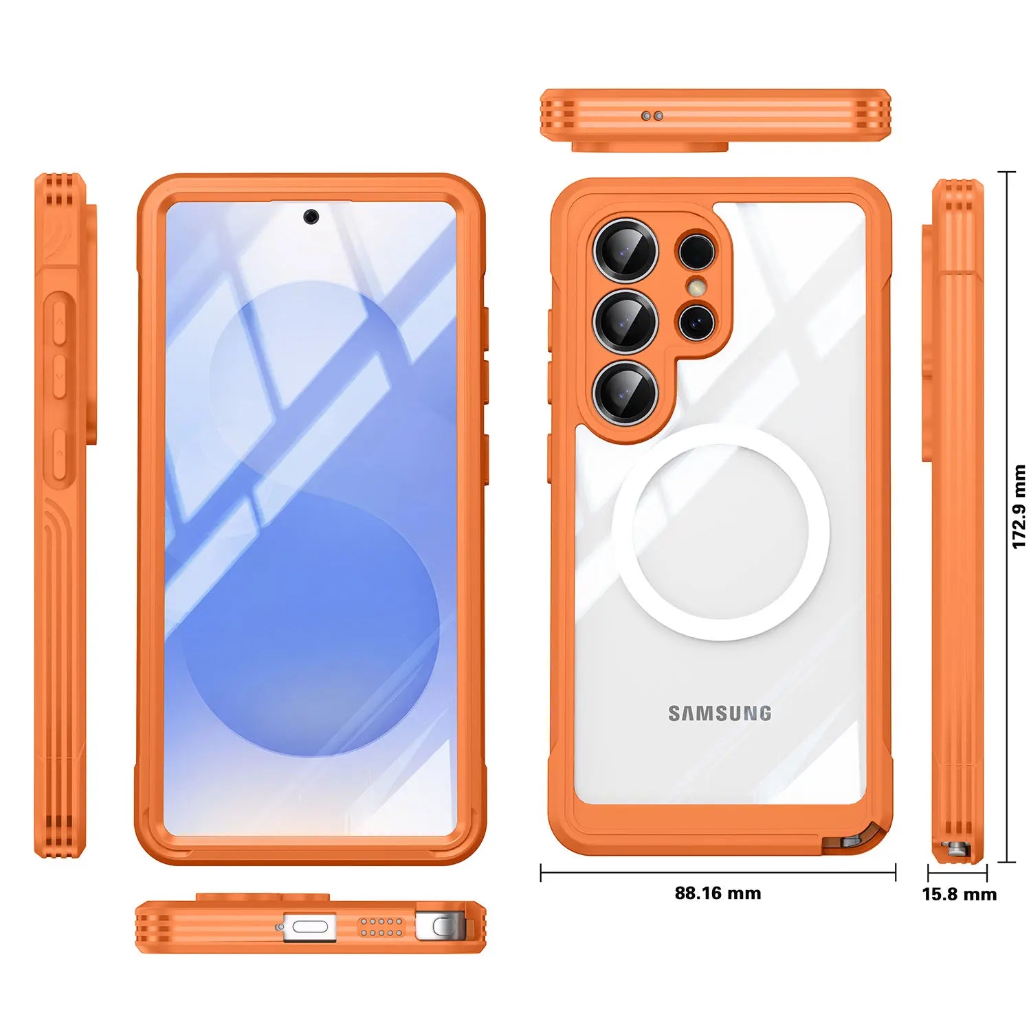 Phone Case for Samsung Galaxy S26 Ultra S25 S24 S23 S22 with Built in Screen Protector Cover and Cell Accessories Magnetic Rugged Silicone Hybrid Slim Transparent Anti-Drop Protective Cover Shockproof Bumper Women Men
