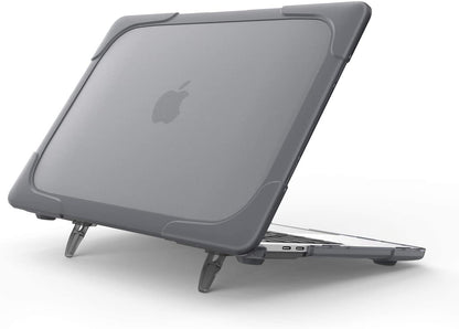 Cover Fold Kickstand for Macbook Air 13-In 2020 2019 2018 -Grey | Heavy Duty Protective Slim Hard Shell Case with for Macbook Air 13-In M1 Intel Retina with Touch ID, A2337 A2179 A1932