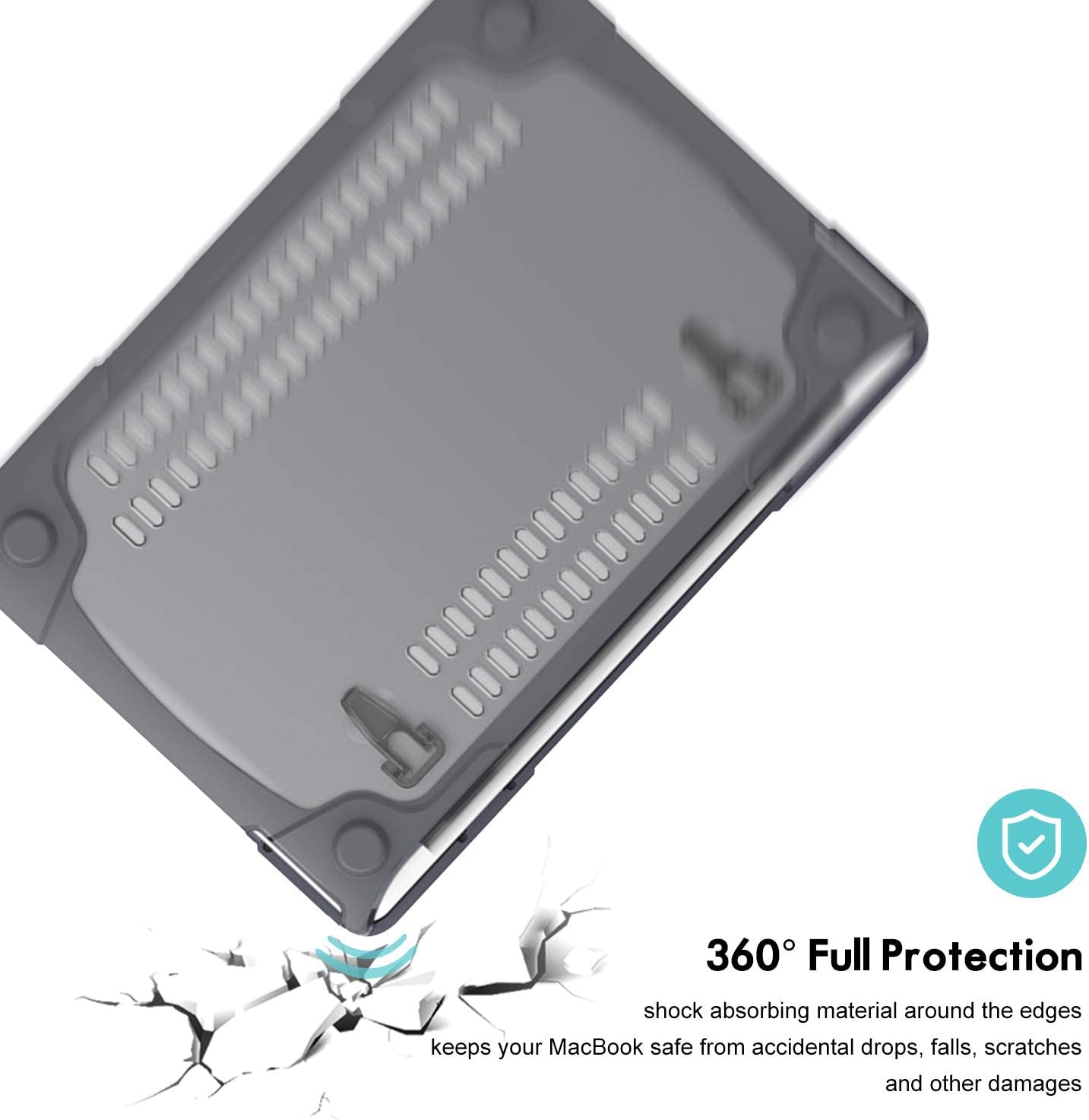 Cover Fold Kickstand for Macbook Air 13-In 2020 2019 2018 -Grey | Heavy Duty Protective Slim Hard Shell Case with for Macbook Air 13-In M1 Intel Retina with Touch ID, A2337 A2179 A1932