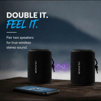 Portable Bluetooth Speaker, IPX7 Waterproof Wireless Speaker, Bluetooth 5.0, TWS Mini Speaker for Home/Party/Outdoor/Travel/Gifts, Black