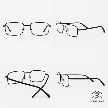 2 PACK Reading Glasses Mens Womens Metal Spring Hinge Square Frame Readers NEW