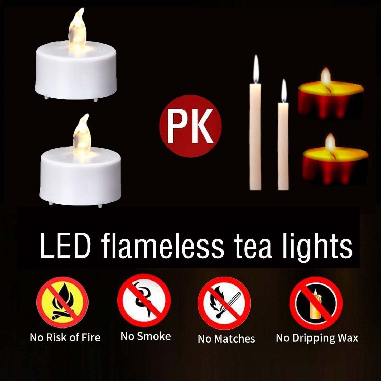 Battery Operated LED Tea Lights Flameless Electric Candles 24PACK | Realistic and Bright Holiday Gift Long Lasting 200Hours for Halloween Christmas Festival Celebration Table Decoration