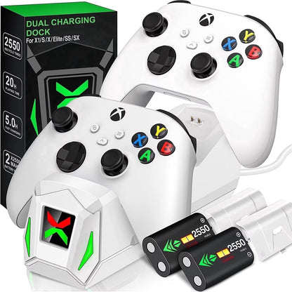 Dual Xbox Controller Charger with 2×5520Mwh Battery Packs for Xbox Series X|S/One/Elite