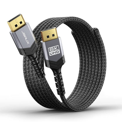 8K DP 1.4 Cable 10FT 4K144 HDR10 for Freesync Gaming PC Monitor, Grey | 10FT 32.4Gbps HBR3 DP 1.4 Supports 8K@60Hz HDR10 and 4K@144Hz; Nylon Braid for Freesync/G-Sync Monitors, Gpus, Pcs and Tvs
