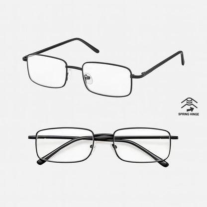 2 PACK Reading Glasses Mens Womens Metal Spring Hinge Square Frame Readers NEW