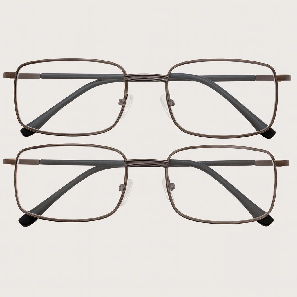 2 PACK Reading Glasses Mens Womens Metal Spring Hinge Square Frame Readers NEW