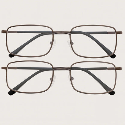 2 PACK Reading Glasses Mens Womens Metal Spring Hinge Square Frame Readers NEW