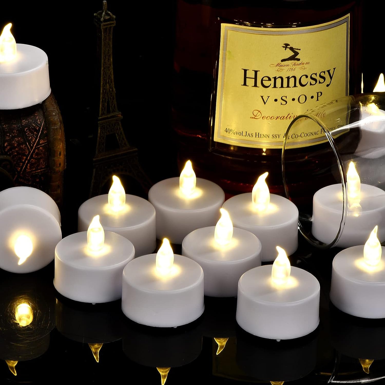 Battery Operated LED Tea Lights Flameless Electric Candles 24PACK | Realistic and Bright Holiday Gift Long Lasting 200Hours for Halloween Christmas Festival Celebration Table Decoration