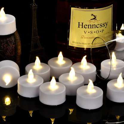 Battery Operated LED Tea Lights Flameless Electric Candles 24PACK | Realistic and Bright Holiday Gift Long Lasting 200Hours for Halloween Christmas Festival Celebration Table Decoration