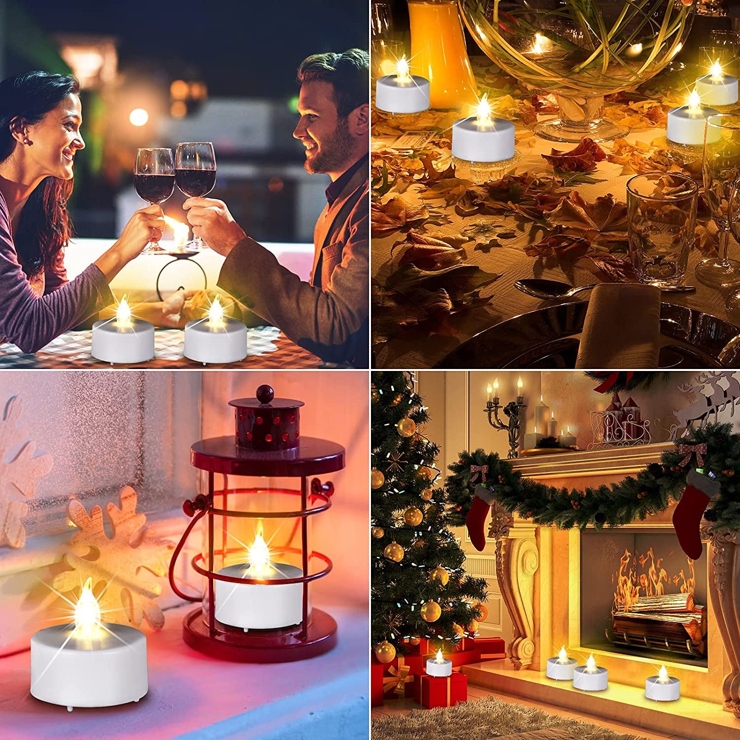 Battery Operated LED Tea Lights Flameless Electric Candles 24PACK | Realistic and Bright Holiday Gift Long Lasting 200Hours for Halloween Christmas Festival Celebration Table Decoration
