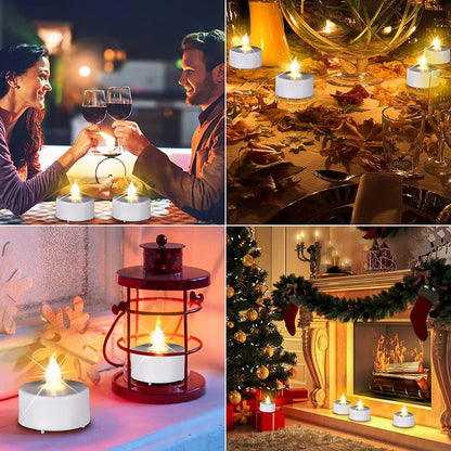 Battery Operated LED Tea Lights Flameless Electric Candles 24PACK | Realistic and Bright Holiday Gift Long Lasting 200Hours for Halloween Christmas Festival Celebration Table Decoration