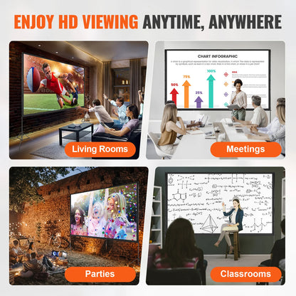 Projector Screen with Stand, 150 Inch 16:9 4K 1080 HD Outdoor Movie Screen with Stand, Wrinkle-Free Projection Screen with Tripods and Carry Bag, for Home Theater Cinema Backyard Movie Night