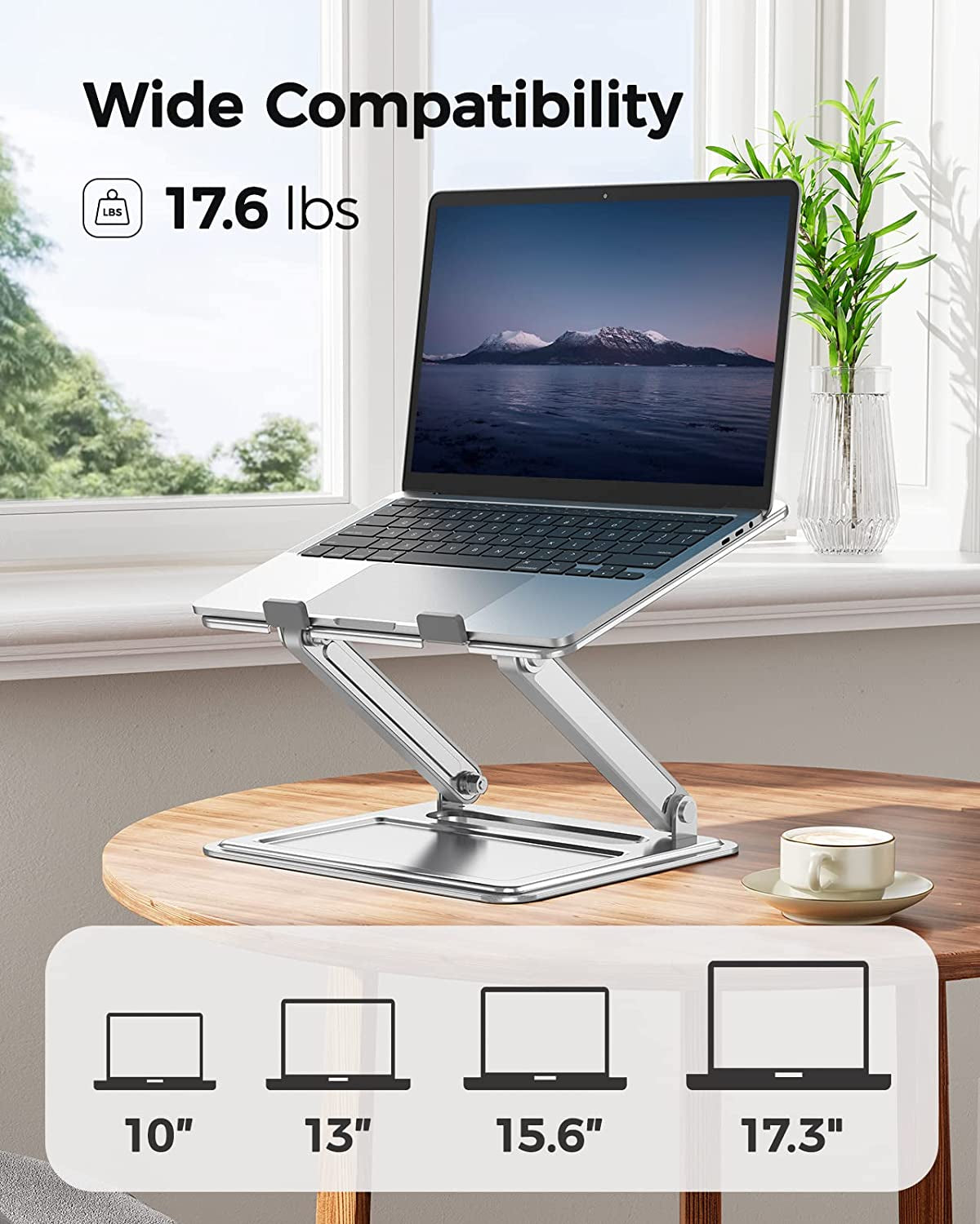 Adjustable Laptop Stand, Portable for 17.3Inch Laptops, Holds up to 17.6Lbs, Ergonomic Posture & Heat Dissipation