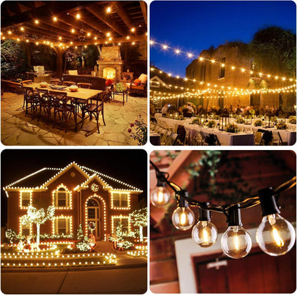 50FT LED G40 Globe String Lights with 50+2 Dimmable Edison Bulbs | Shatterproof Outdoor Patio String Lights, Backyard Hanging Bistro Light Waterproof for Balcony Party Wedding Market Cafe