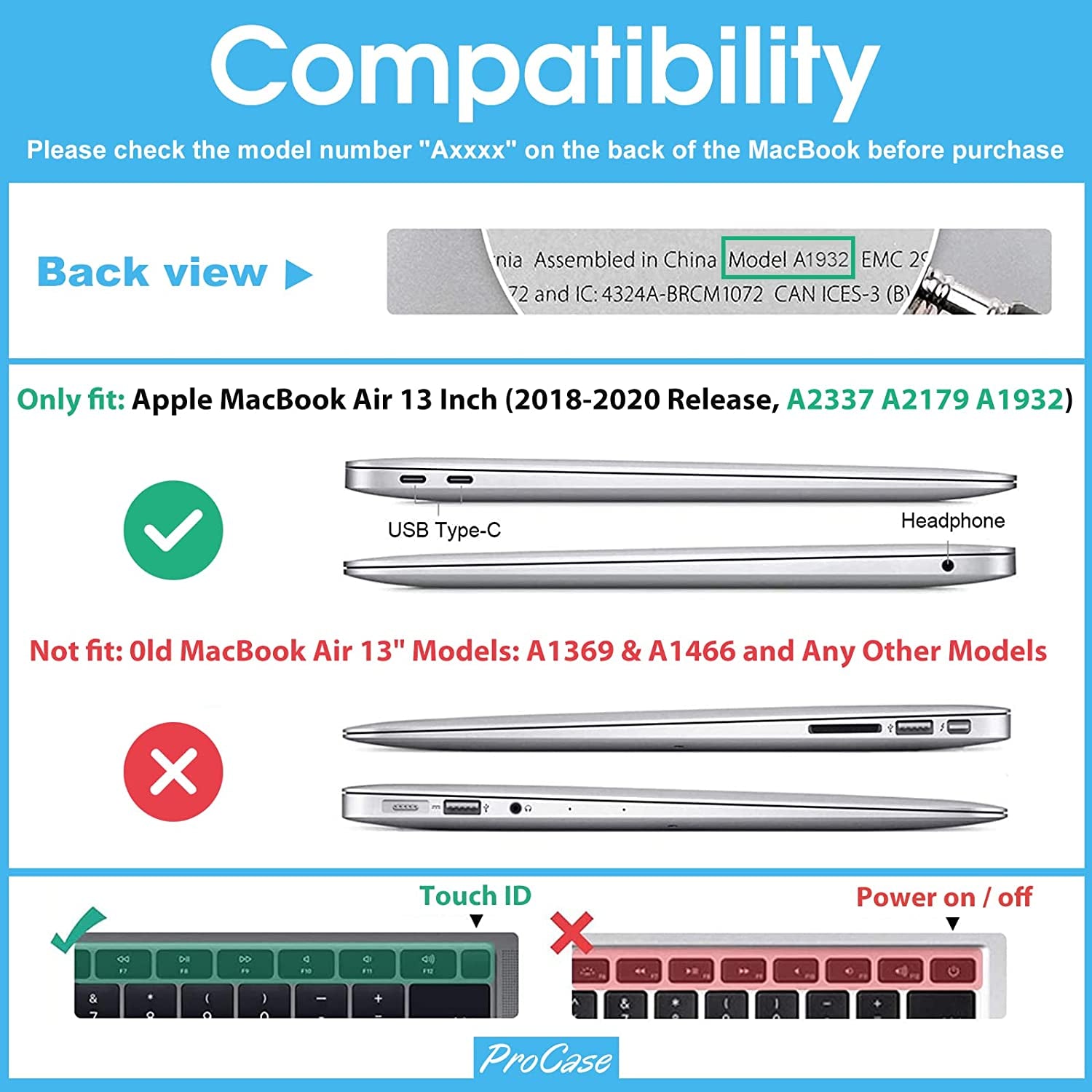 Cover Fold Kickstand for Macbook Air 13-In 2020 2019 2018 -Grey | Heavy Duty Protective Slim Hard Shell Case with for Macbook Air 13-In M1 Intel Retina with Touch ID, A2337 A2179 A1932