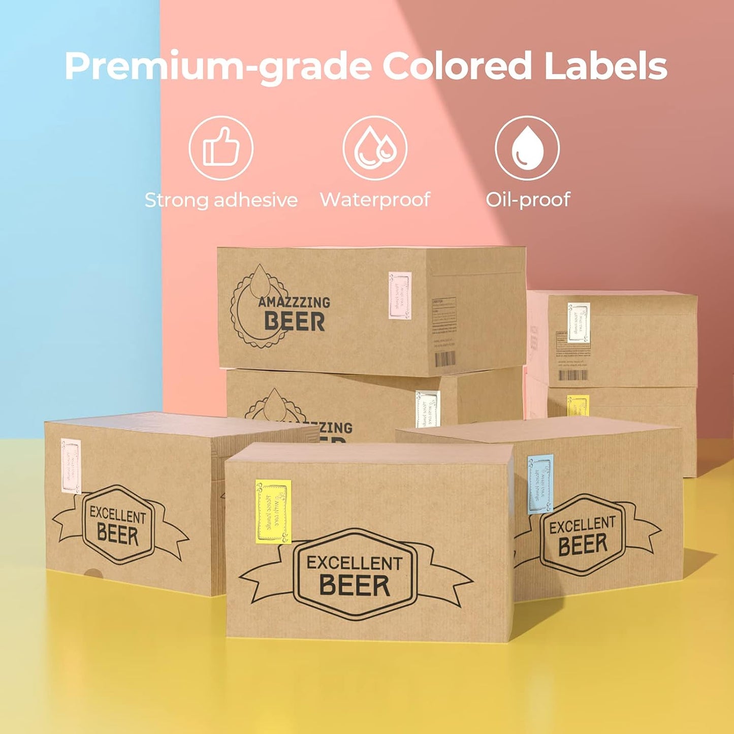 2.25"X1.25" Thermal Sticker Labels, Color Self-Adhesive Barcode Label for Direct Thermal Printer and Business, Rectangle Address Shipping Mailing Sticker, 4000 Sheets-White, Blue, Pink, Yellow