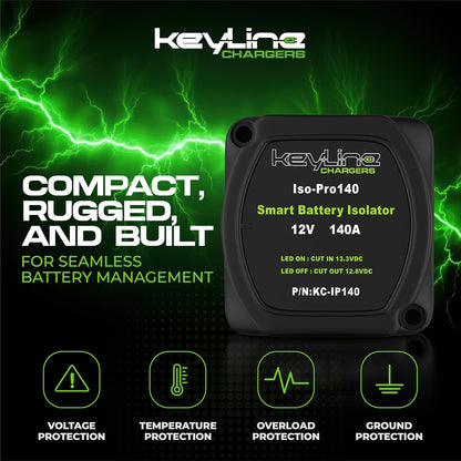 Dual Battery Isolator Kit 12V - 140 Amp Voltage Sensitive Relay (VSR) for Dual Battery Setup