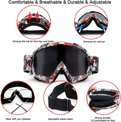 Motocross Dirt Bike Motorcycle Goggles for Youth and Adult | UV400 Windproof Dustproof,Offroad ATV MX General Riding Goggles,With Adjustable Strap