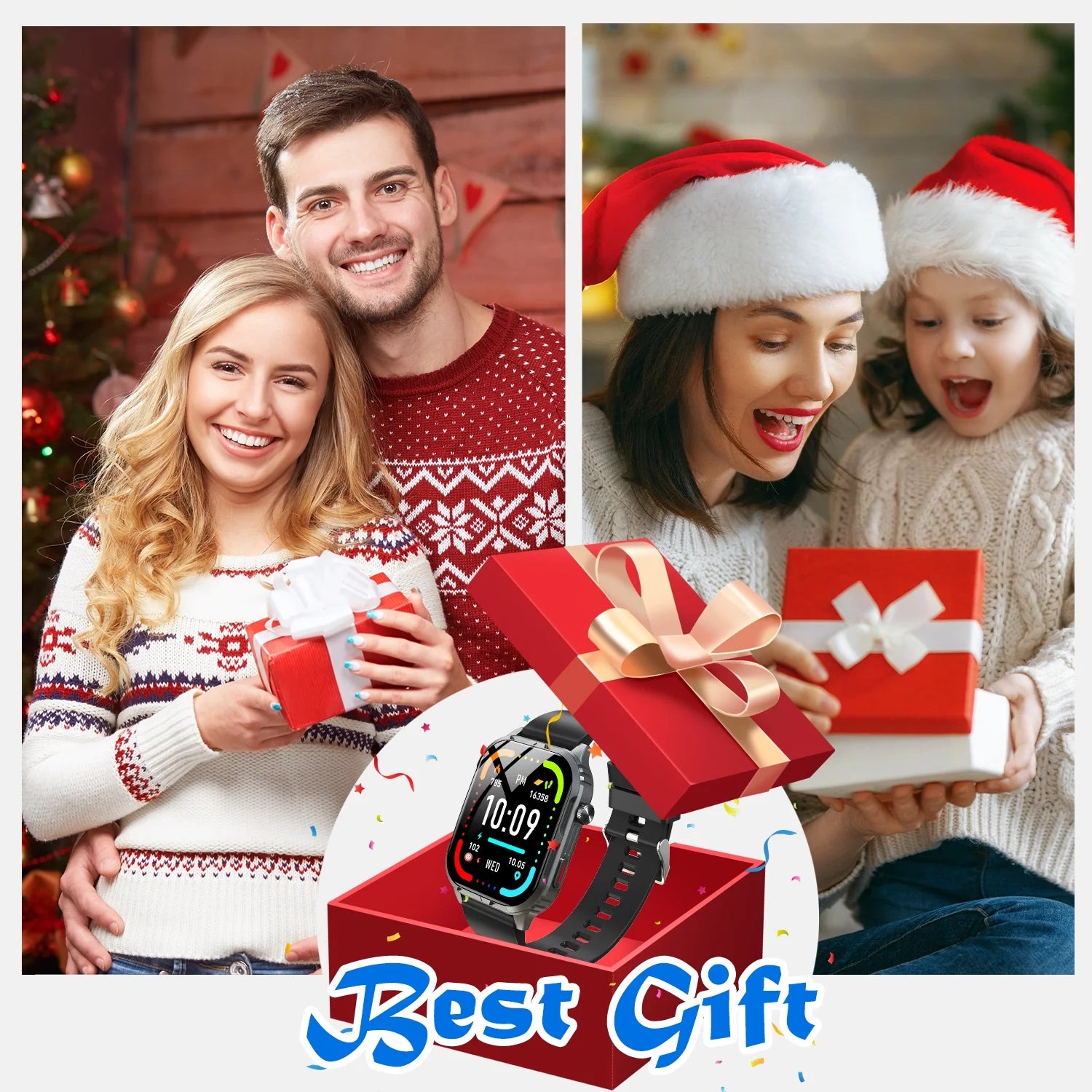 H5 Smart Watch with Bluetooth Call, IP68 Waterproof Fitness Tracker for Women and Men, Black