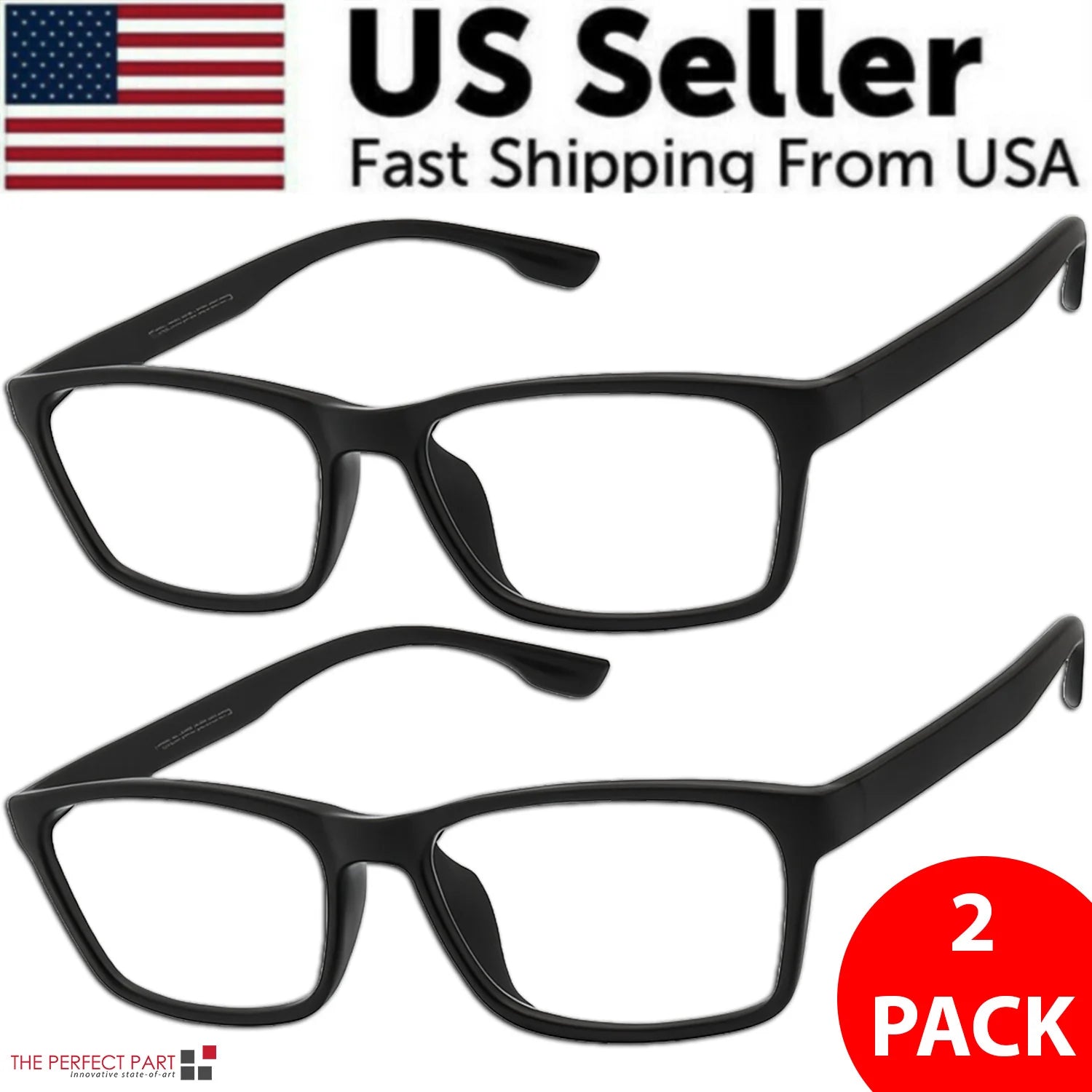 2 PACK Reading Glasses Mens Womens Reading Glasses Square Frame Readers Unisex