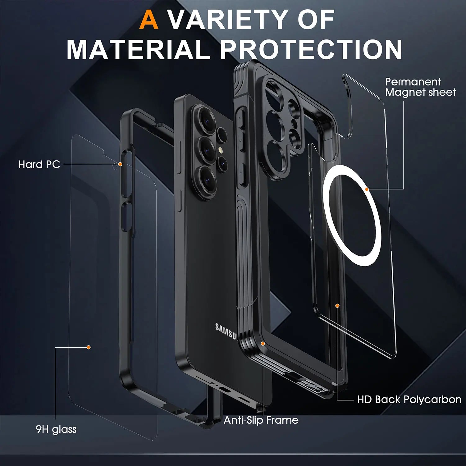 Phone Case for Samsung Galaxy S26 Ultra S25 S24 S23 S22 with Built in Screen Protector Cover and Cell Accessories Magnetic Rugged Silicone Hybrid Slim Transparent Anti-Drop Protective Cover Shockproof Bumper Women Men