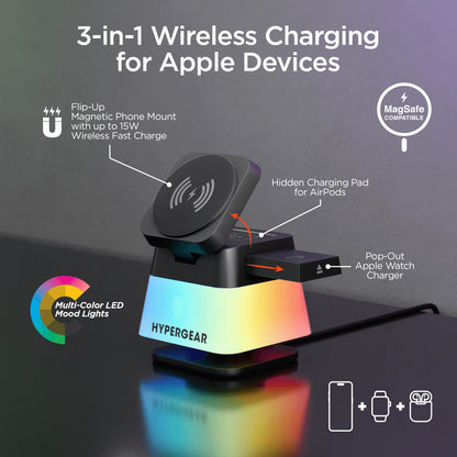 Hypergear Powerfold Cube RGB 3-In-1 Wireless Charging Stand