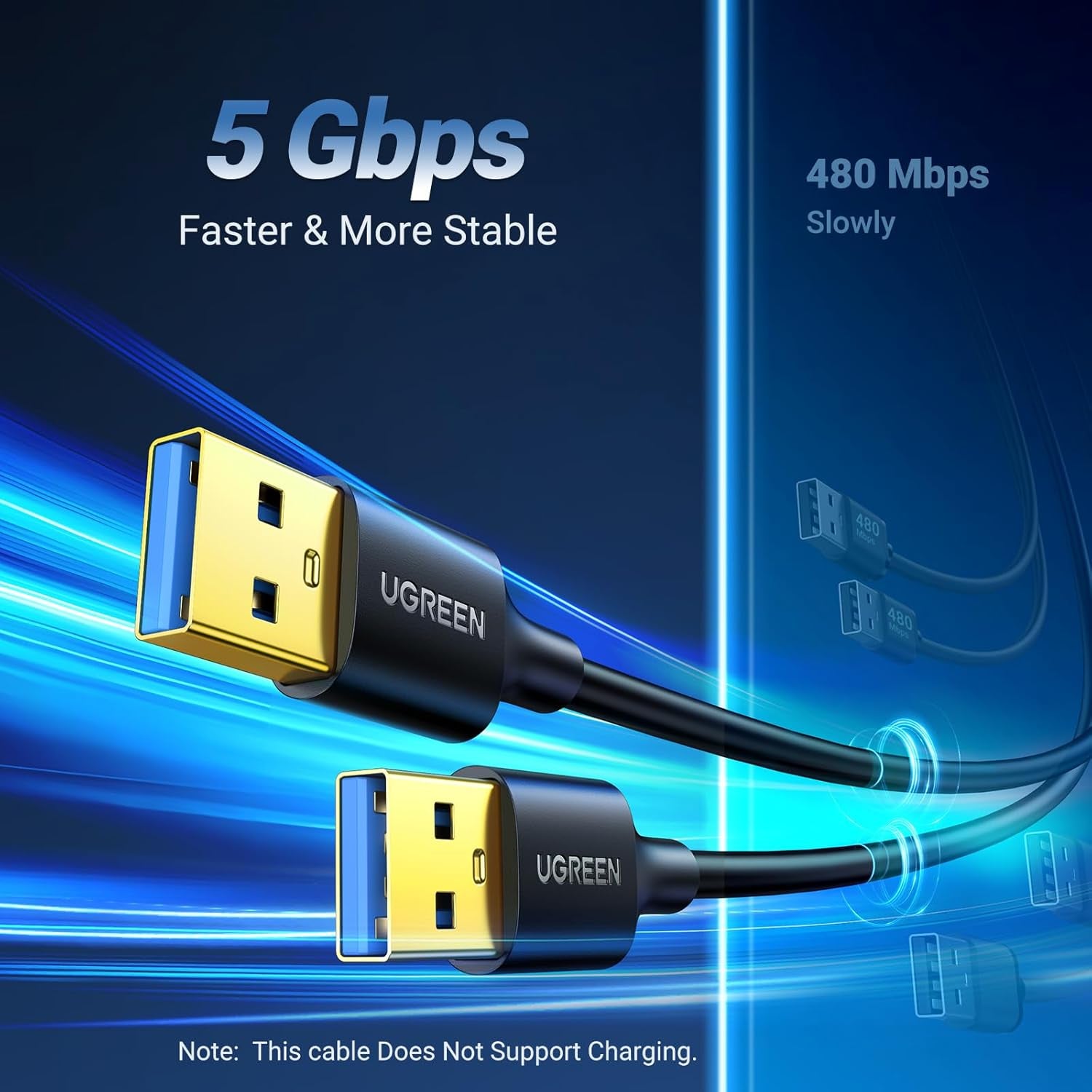 UGREEN USB to USB, 5 Gbps USB 3.0 Cable, Nylon Durable Male to Male Cable, Compatible with Hard Drive, Cooling Fan/Pad, Camera, DVD Player, TV, Flash Light, Hub, Monitor, Speaker, and More 3.3 FT