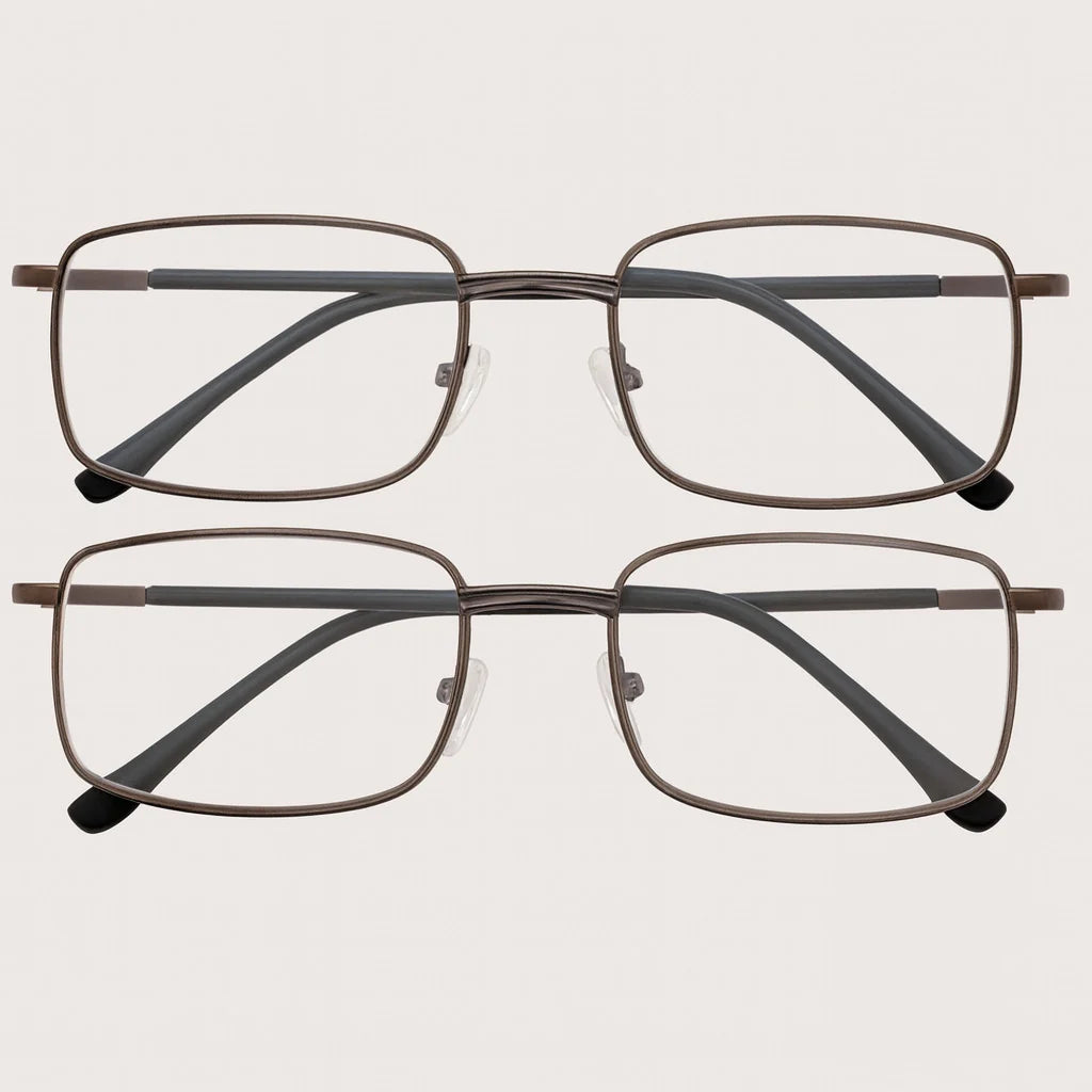 2 PACK Reading Glasses Mens Womens Metal Spring Hinge Square Frame Readers NEW