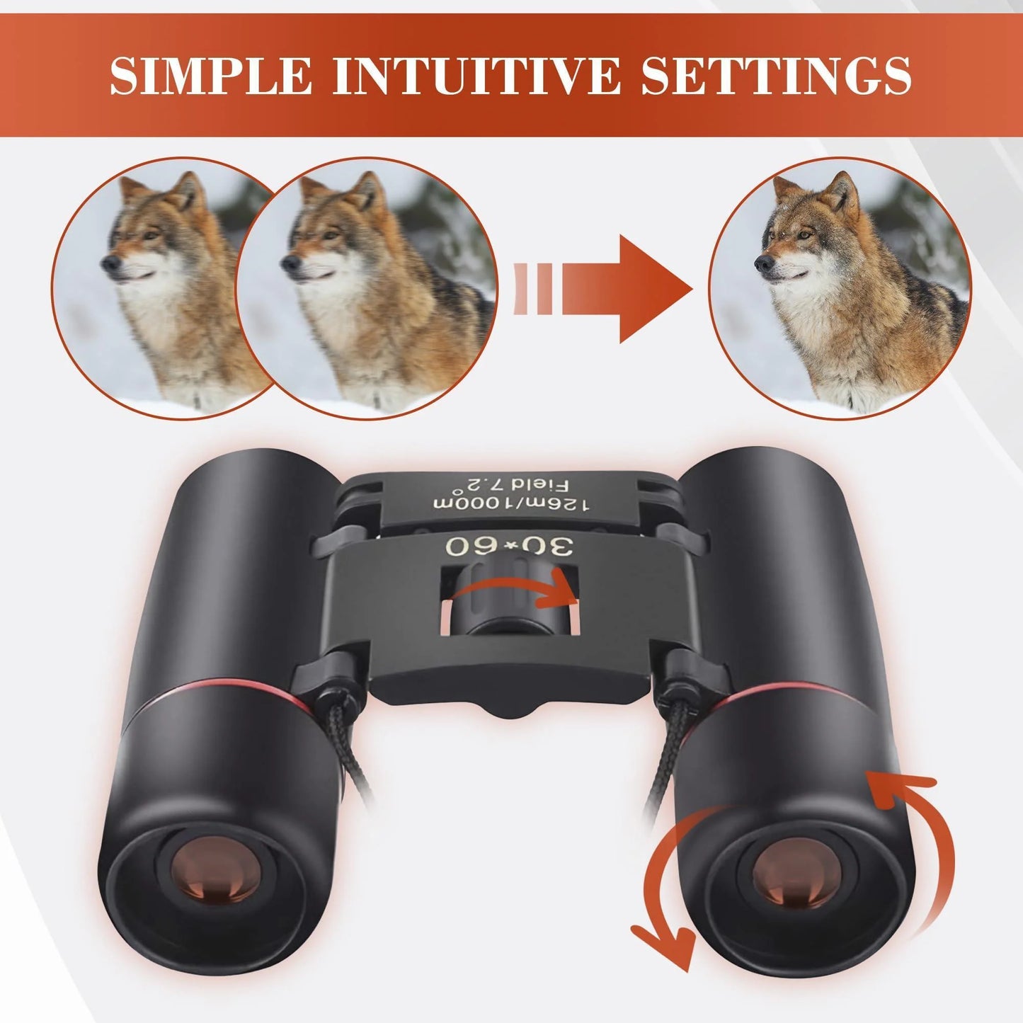 Travel Binoculars 30X60 Wide Field of View Storage Bag for Bird Watching