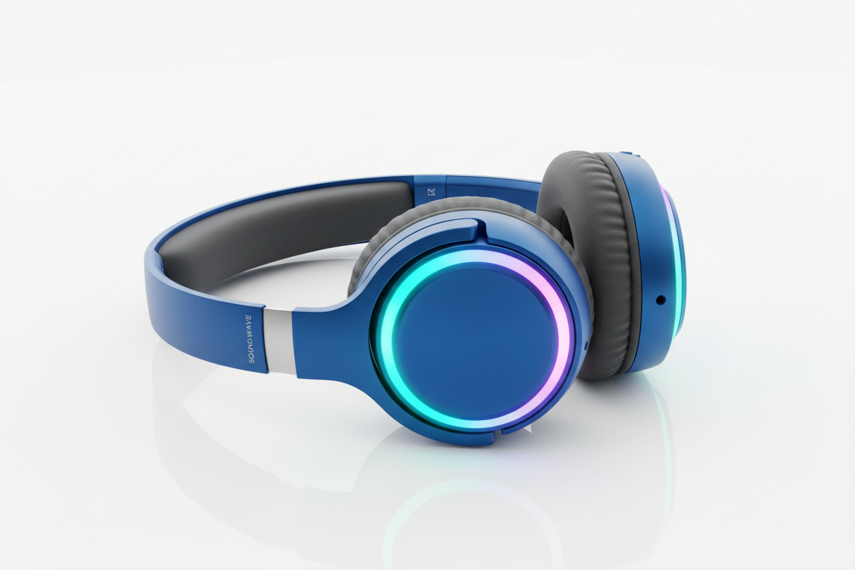 Wireless Bluetooth 5.1 Headphones over Ear LED Headset Stereo Noise Cancelling