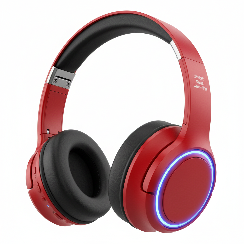 Wireless Bluetooth 5.1 Headphones over Ear LED Headset Stereo Noise Cancelling
